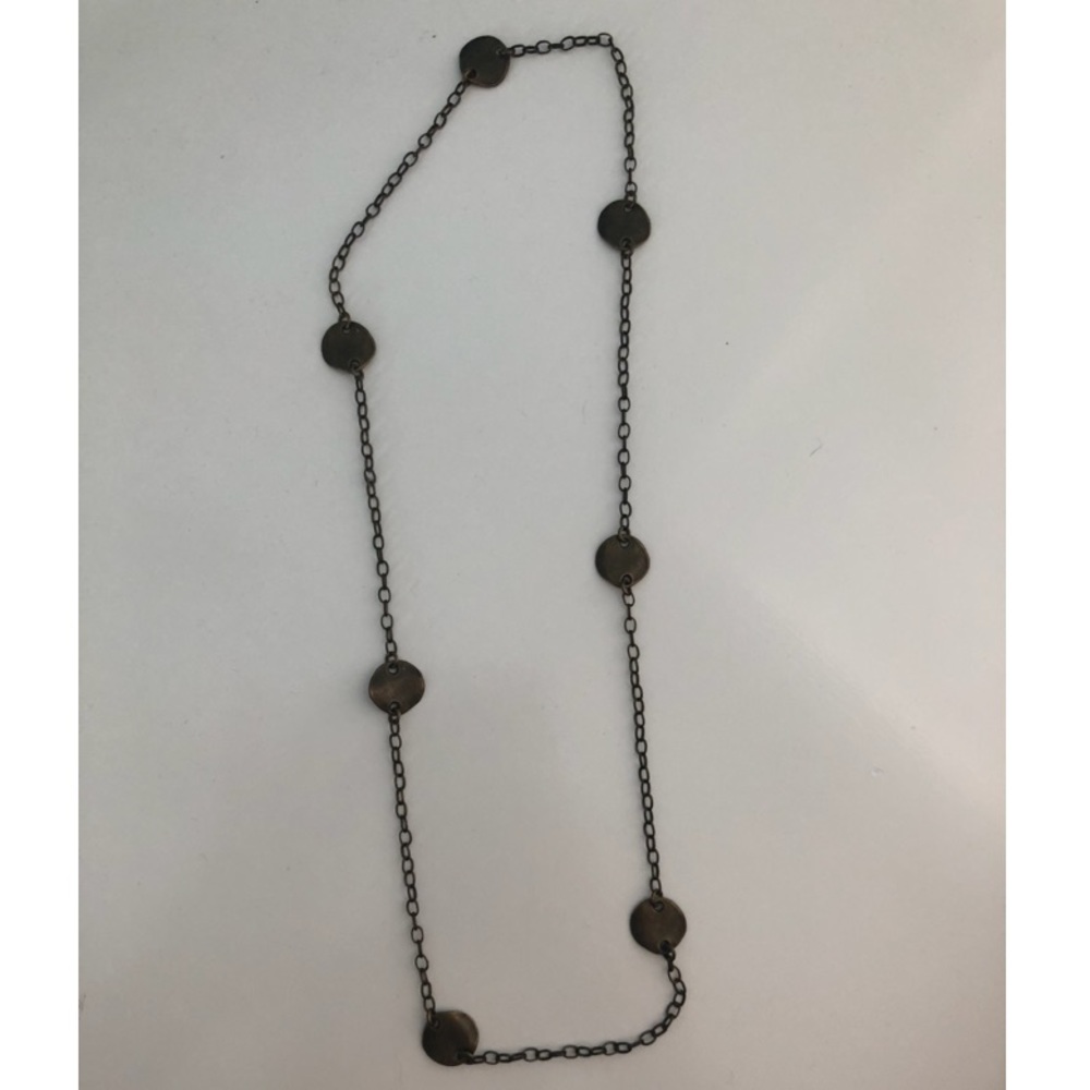 Brass circle and chain midi necklace